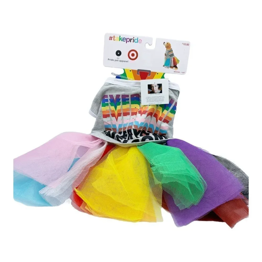 New Target Welcome Everyone Pride Dog Tutu Skirt and Cropped Tank‎ Top M Costume